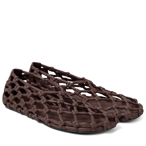Image of ZJGZF Mesh Ballet Flats for Women Round Toe Woven Hollow Beach Ballerina Flats Summer Cute Casual Mary Jane Shoes