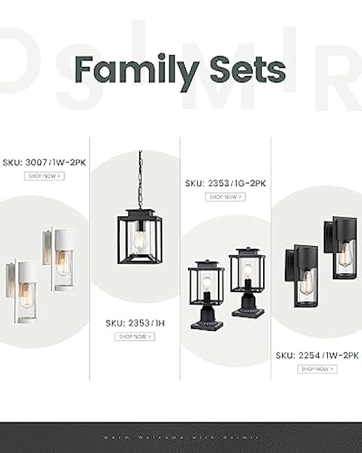 Outdoor Wall Lights, 2 Pack Black Exterior Lighting Fixtures Outdoor Waterproof Wall Mount Lantern with Glass, Modern Outside Wall Sconce for House Porch Garage Doorway, 2254/1W-2PK