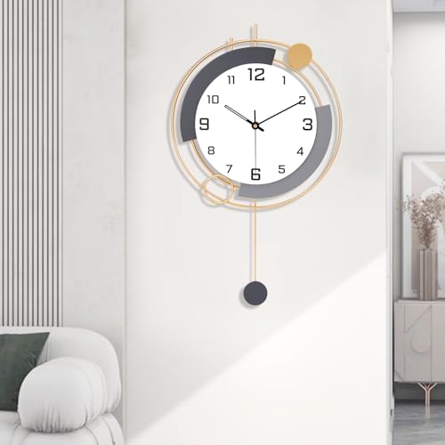 Decorative Wall Clock with Pendulum,Silent Quality Quartz Battery Operated,Large Wall Clock for Living Room,Kitchen,Home,Bathroom,Bedroom Wall Decor,13x21inch
