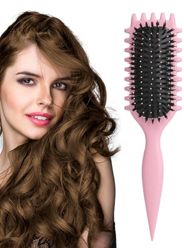 Pink Professional Curl Defining Brush Nylon Bristle Hair Styling Tool