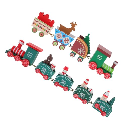 TOYANDONA 2 Juegos Tren De Navidad Juguetes De Escritorio Mini Arboles De Navidad Adornos Navideños Auto Tren De Juguete Adorno De Tren Navideño Modelo De Reno De Juguete Decoraciones Madera