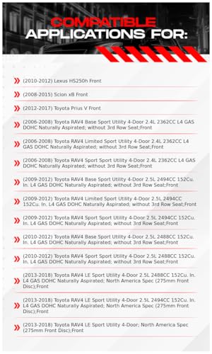 Image of R1 Concepts Front Brake Kit Fits 2010-2012 Lexus HS250h; 2008-2015 Scion xB; 2006-2018 Toyota RAV4; 2012-2017 Toyota Prius| Ceramic Pads, Blank Rotors| Hardware| 10.8 inch Front
