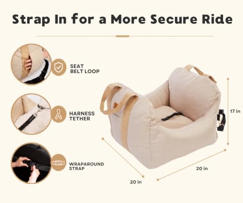 Image of PET AWESOME Dog Car Seat, Puppy Booster Seat, Travel Carrier Bed for Small and Medium Pets