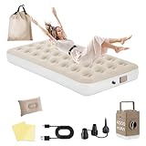 Colchão Inflável de Ar Queen Individual,190cm×95cm×25cm, 2025 NEW Actualizar a Qualidade, com Bomba Rápida Inflação/Deflação, Terno Comfort, Camping, Viagem, Portátil Impermeável