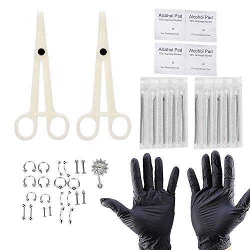 Preisvergleich Produktbild Duevin Sonnenblumen Piercing Ringe Einweg Zungennasen Bauchkörper Piercing Werkzeugsatz