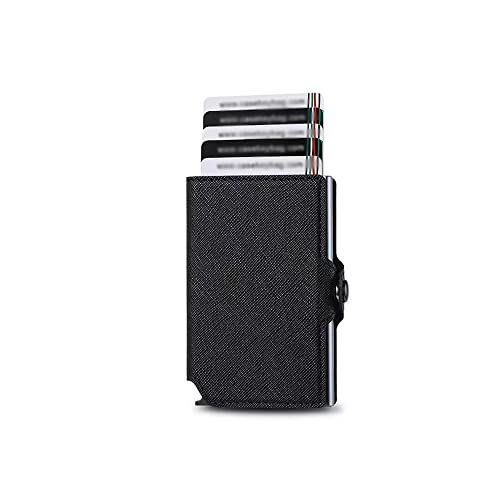 カードケース ミニ財布 クレジット マネークリップ スライド式 RFIDスキミング防止 磁気防止 薄型 アルミ 大容量 ギフトボックス包装 ギフトに最適