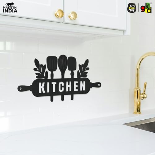 Image of Gift Kya De Kitchen Wall Hanging Sign for Home | Modern Black Kitchen Decor Wall Art | Wooden Wall Hanging for Cooking Area & Pantry
