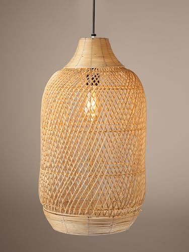 Image of Habere India-All the Cultures Fabricating India Ceiling Lamps for Living Room | Rattan Cane Hanging Lamp | Hanging Lights for Bedroom | Rattan Pendant Lights for Dining Room (D31 x H60 cm)