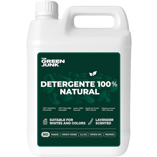 The Green Junk - Detergente 100% Natural 5L - Detergente Lavadora Líquido - Detergente Ropa Bebe - Sin Perfume Sintético - 167 Lavados