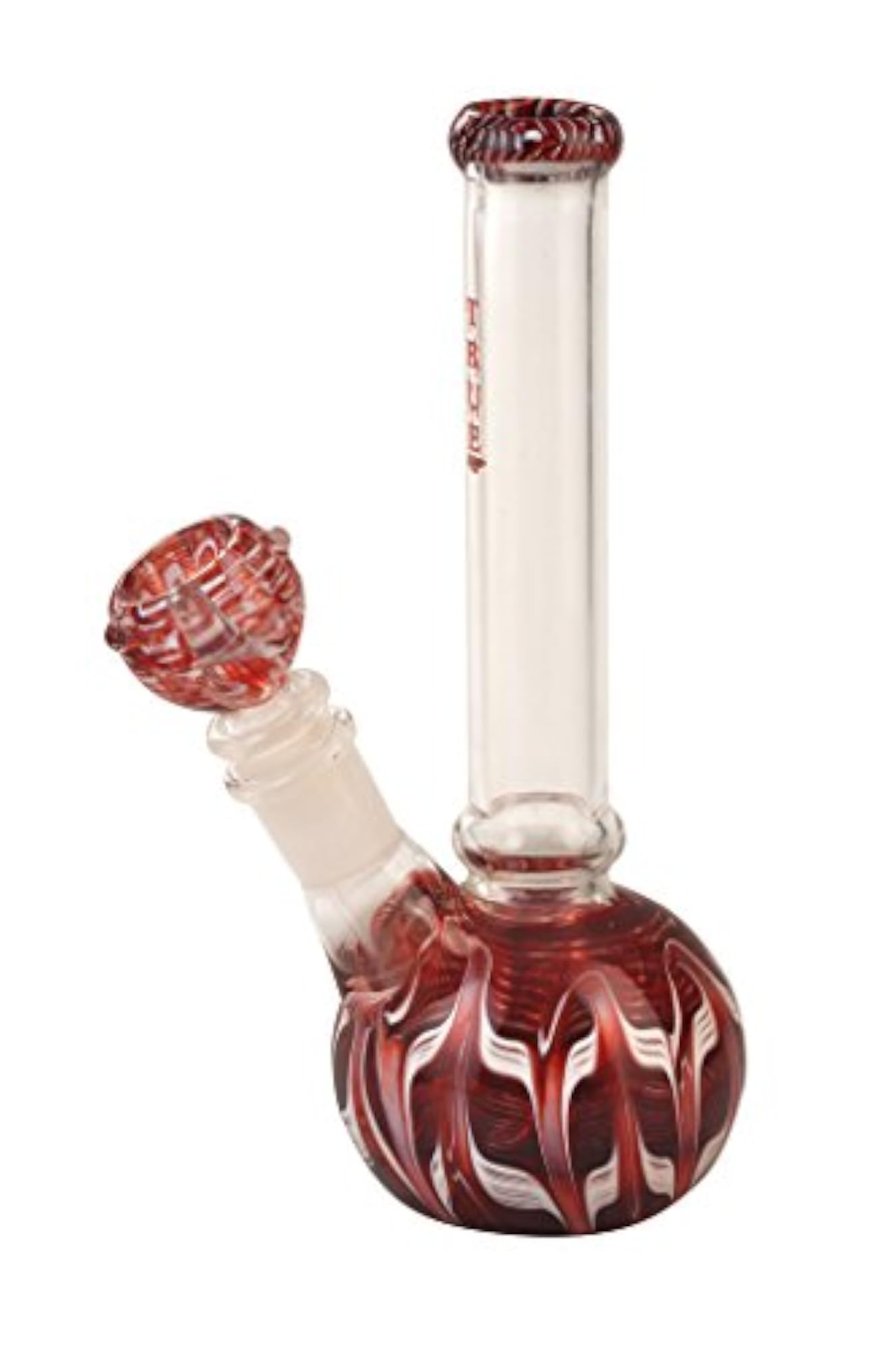 Handmade 7 Inch Red Textured Glass Hookah Bong