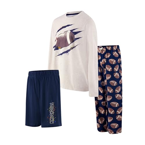 Boys Pajamas Set, 3-Piece Boys’ Sleepwear Pjs, Loose Fit, Soft, Breathable, Teens and Kids - Size 7-8, 10-12, 14-16