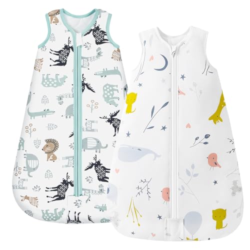 Image of Mosebears Sleep Sack Baby Winter Wearable Blanket with 2-Way Zipper,2.5 TOG Cotton Sleep Sack Unisex (2 Pack, 6-12 Months)