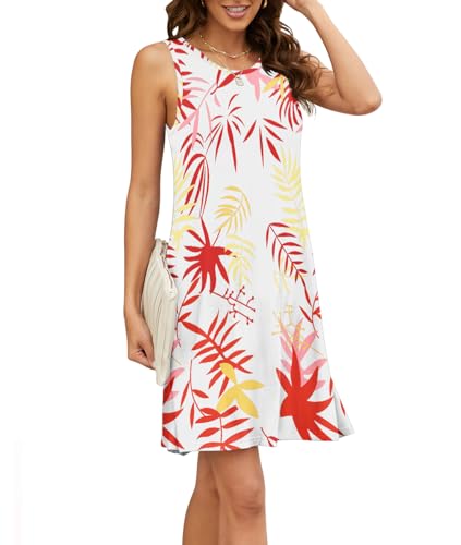 Image of Summer Dresses for Women Casual Sleeveless Swing Sundress with Pockets