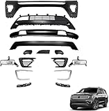 Complete Front Bumper Grille Set Compatible with 2018 2019 2020 2021 F-ord Expedition - Full Bumper Kit without Sensor Holes