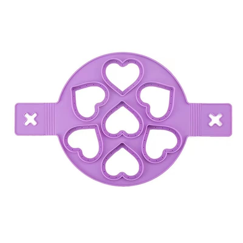 Egg rings for frying, For freír silicona antiadherente, fantástico anillo for hacer tortitas de huevo con siete agujeros, moldes for tortillas for hornear en la cocina, anillo for huevos fritos(Purple