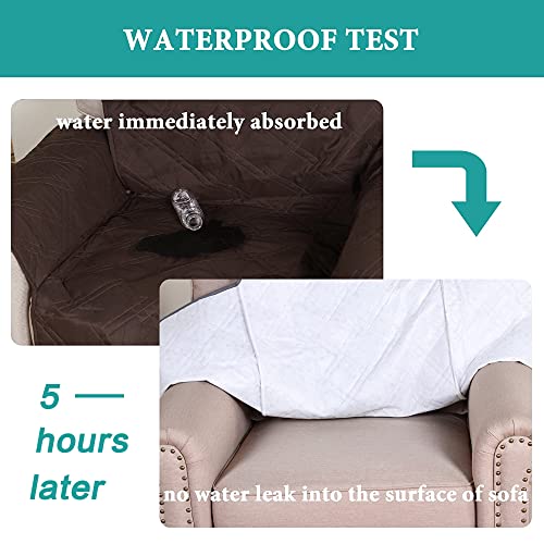 100% Water Proof Recliner Chair Covers Pet Furniture Cover For Leather Recliner Protector Slip Covers For Pets Cats Sitting Area Up To 30" Couch Covers Non Slip (Oversized Recliner: Brown) #TOP2