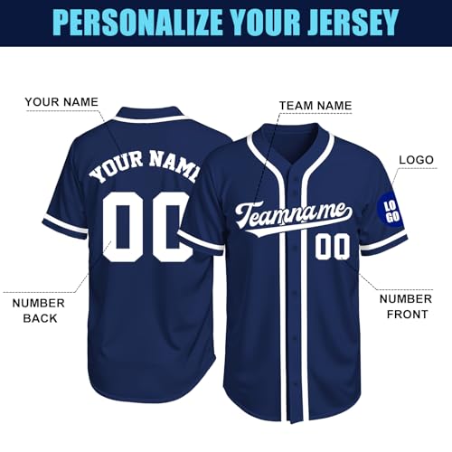 Image of Custom Baseball Jersey Personalized Stitched or Printed Name Number Baseball Shirt Sports Uniform Gifts for Men Women Youth