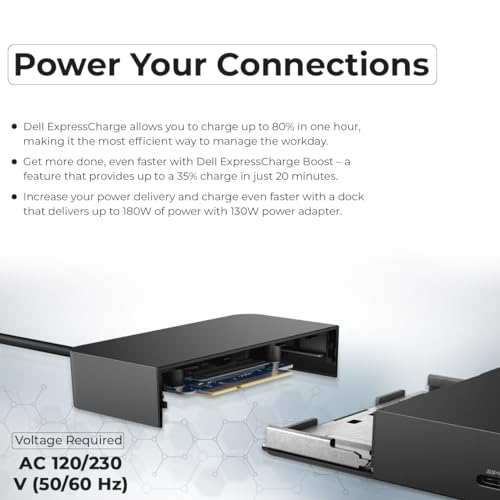 Dell WD19S Docking Station Dual Monitor Bundle - 180W, Supports 4K Display, Dell Dock with 180W Power Supply + Anyhdd 4K HDMI Cable + 4K DisplayPort Cable + USB-C Cable + Microfiber Cloth Included by ANYHDD - Image 8