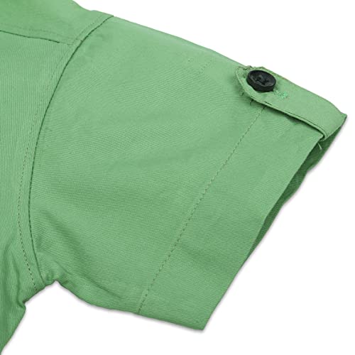 Image of Kids Stylish Solid Cotton Spread Half Sleeves Collar Regular Fit Shirt|| Formal Boys Shirt || Casual Wear Buttoned Shirt for Boys Pista Green