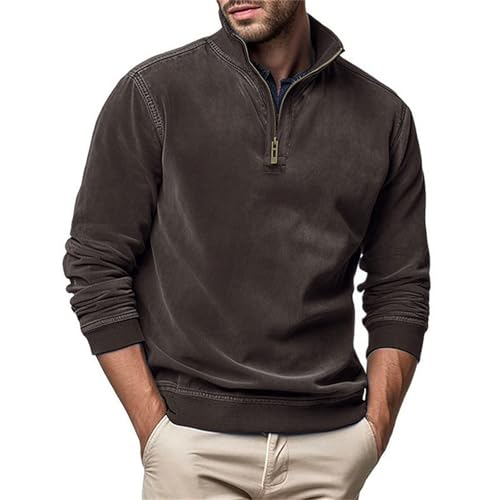 Velvet Sweatshirt Men Advantage Performance Mock Neck Thermal Long-Sleeve Quarter Zip Velour Sweaters Pullover Tops