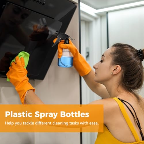 24 Pcs Plastic Spray Bottles, 8 oz Empty Refillable Spray Bottles with Adjustable Nozzles, Small Leak-Proof Sprayers, Storage Bottles for Hair Care, Gardening, Cleaning, Black Bottle Head2