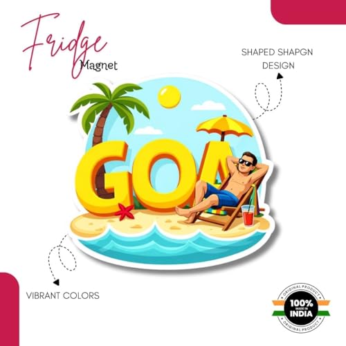 Image of Goa Theme Wooden Fridge Magnet for Refrigerator | Printed Souvenir Magnet for Kitchen & Home Decor | Travel Gift Item | Strong Magnetic Hold | 3x3 Inch Decorative Magnet | Pack of 1 (Goa E)