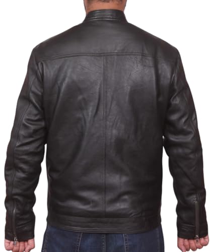 Image of 100% Genuine Soft Sheepskin Leather Jackets for Men, Motorcycle Jacket Mens Winter Jacket, Windproof Mens Coat