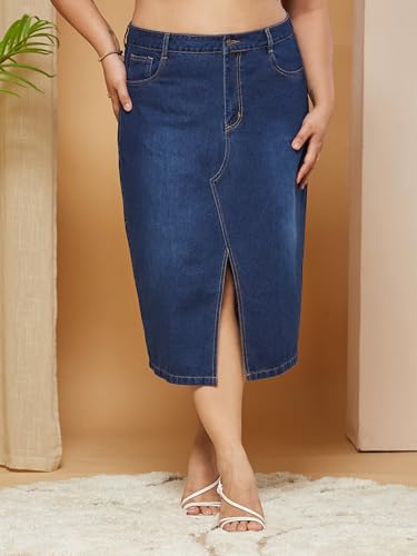 Image of Miss Chase A+ Women's Regular High Rise Above Knee Stretchable Denim Shorts & Skirts