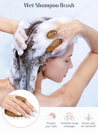 Image of HEETA Scalp Massager Hair Growth, Soft Silicone Scalp Scrubber Shampoo Brush for Exfoliation, Dandruff Removal & Head Massage Stress Relax, Wet & Dry Use for Thick, Thin Hair Care, Brown