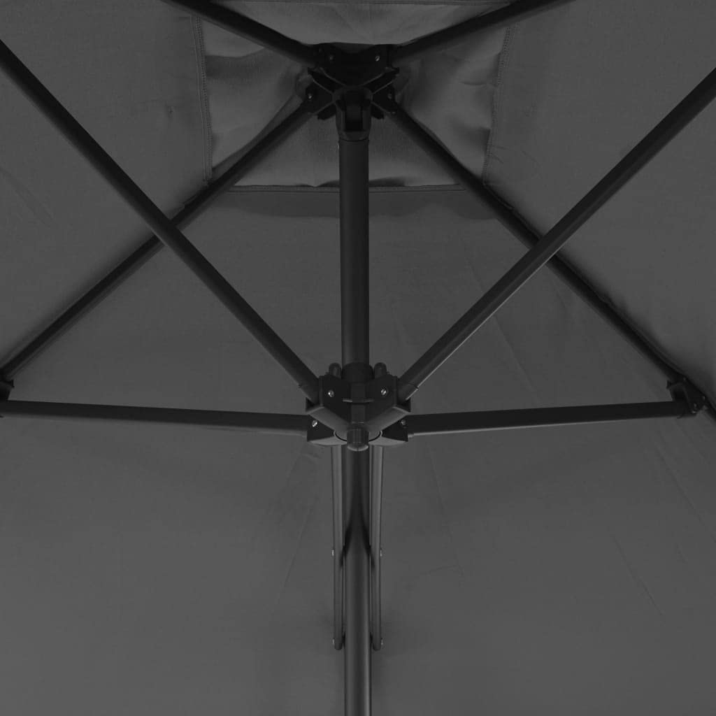 Generisch Parasol ogrodowy ze stalowym masztem, 250 x 250 cm, zielony, odporny na promieniowanie UV poliester, obracany o 360 stopni, stabilny stojak i 4 żebra zapewniają trwałość w ogrodzie.