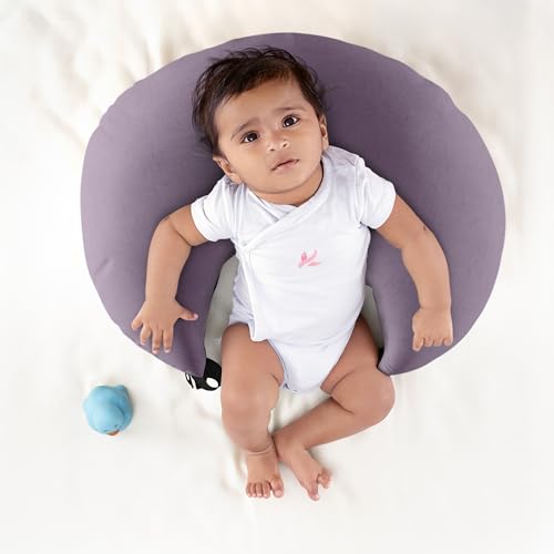 Image of Wakefit Nursing Pillow for Breastfeeding & Baby Care | 5 in 1 Feeding Pillow with Bamboo Waterproof Removable Cover | Super Soft & Machine Washable Waterproof Cover | Lavender