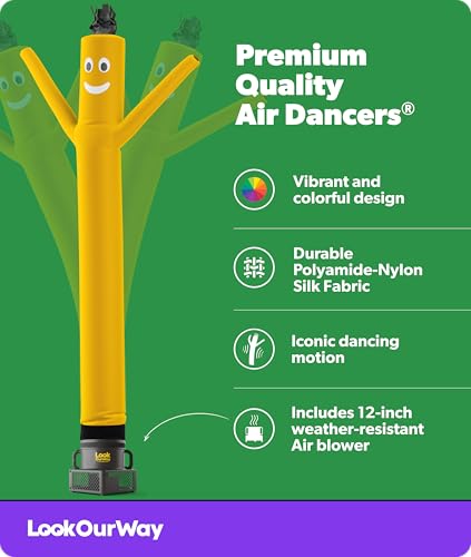 Image of LookOurWay Air Dancers Wacky Waving Inflatable Tube Man Set - 10 Feet Tall Inflatable Dancing Man with Blower - Yellow