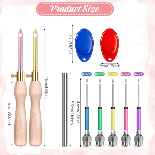 Image of cobee 10 Pcs Punch Needle Kit, Adjustable 7 Size Punch Needle Tool Wooden Handles, Easy Stitch Embroidery Needle Sets Stitching Kit for Adult Beginners Flossing Cross Stitch DIY Craft