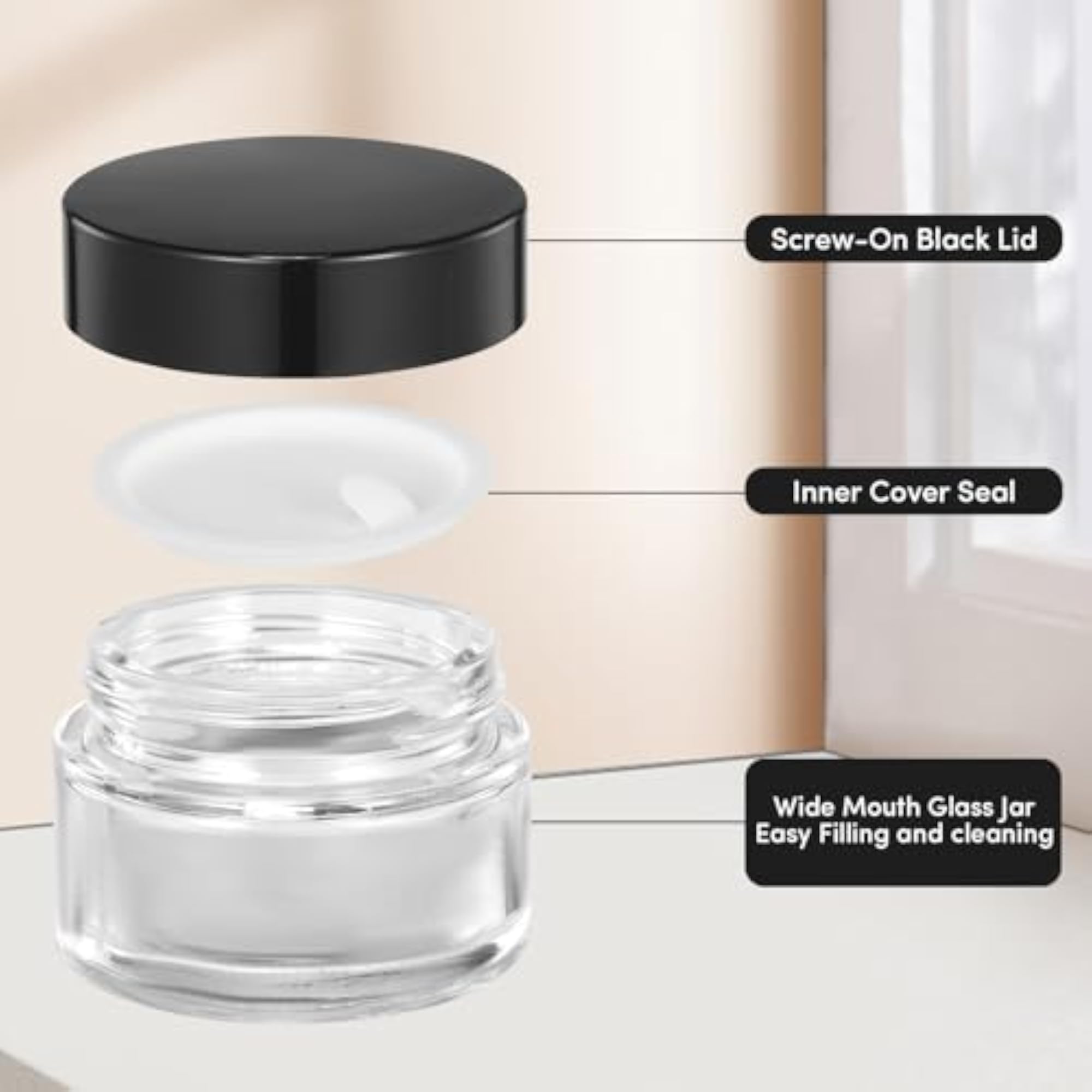 1oz Glass Jars with Lids, 4 Pack Clear Small Containers