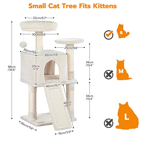Hoobro Cat Tree, 34.6-Inch Small Cat Tower With Soft Plush Perch, For Kittens, 3-Tier Cat Condo Furniture With Scratching Posts, With Anti-Tipping Kit, Sturdy, Indoor Be09Sct03 #TOP2