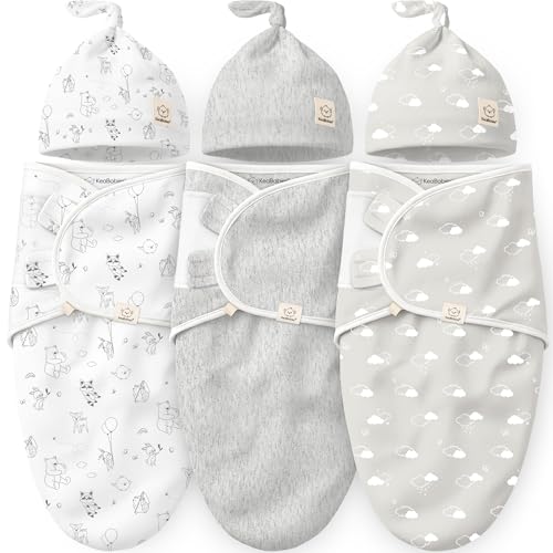 Image of KeaBabies 3-Pack Swaddles for Newborns, Girls, Boys with Hats - Organic Soft Baby Sleep Sacks, Breathable Baby Swaddle 3-6 Months Beanies Set, Premie Infant Sleep Sack 0-3 Months (Aspire)