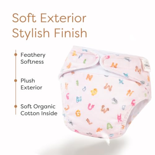 Image of SuperBottoms UNO Luxe Cloth Diaper with Velcro Closure & DryFeel magic Pad + Booster Pad | For Babies 3M-3Y | Reusable Washable Cloth Diaper