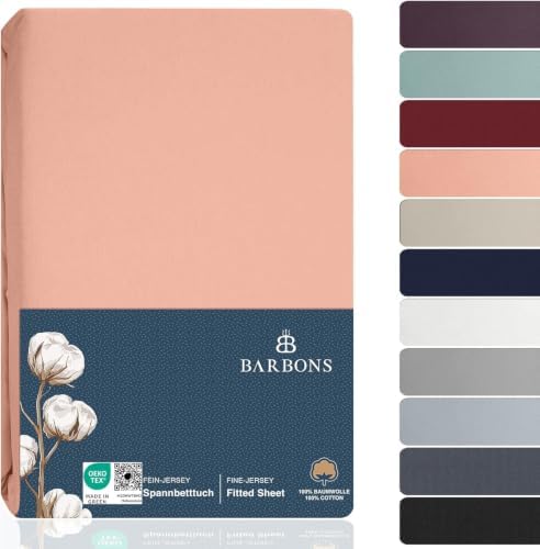 BARBONS Spannbettlaken 160x200cm - 100% Baumwolle Spannbetttuch Rosa | Oeko-TEX Zertifiziert - Bettbezug - Bettlaken - Jersey - für Boxspringbett und Dicke Matratzen bis 27 cm