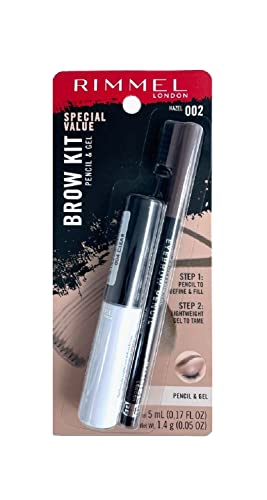 Rimmel Brow Kit Special Value, Clear Styling Gel & Eyebrow Pencil,002 Hazel