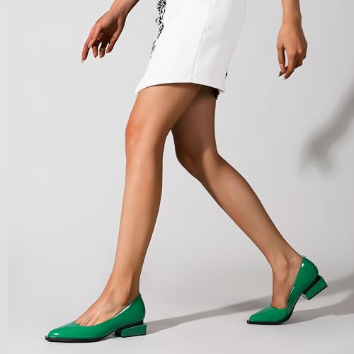Image of LingxiaUne Dress Shoes for Women, Comfortable Dressy Flats, Womens Chunky Heel Pumps with Arch Support and Pointed Toe