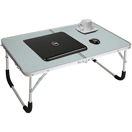 Foldable Laptop Table, Bed Desk, Breakfast Serving Bed Tray, Portable Mini Picnic Table & Ultra Lightweight, Folds in Half with Inner Storage Space (Silvery) Foldable Laptop Table, Bed Desk, Breakfast Serving Bed Tray, Portable Mini Picnic Table & Ultra Lightweight, Folds in Half with Inner Storage Space (Silvery)