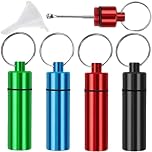 Snuff Kit | 4 Pack 6.91ml Aluminum Storage Container with Retractable Spoon | Black Red Green Blue Snuff Vial Sniffer Tool