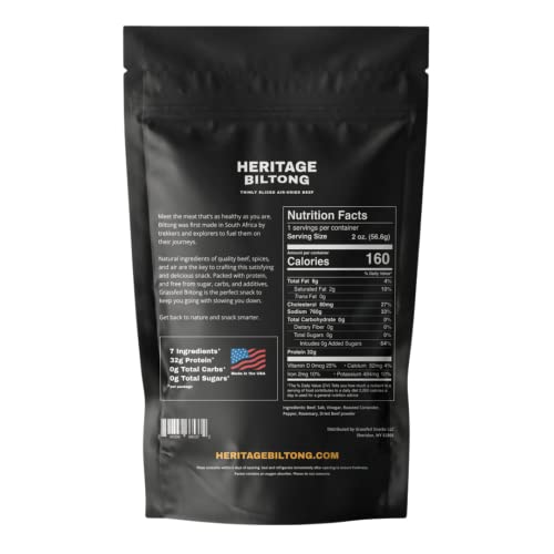 Heritage Biltong Air-Dried Beef | Better Than Jerky | Paleo | Keto | Sugar Free | Gluten Free | High Protein | 2Oz (4Pack) (Variety) #TOP7