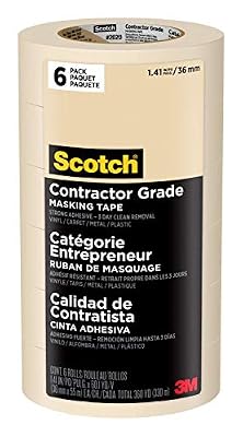 Scotch Painter's Tape Contractor Grade Masking Tan, Tape for General Use, Multi-Surface Adhesive Tape, 1.41 Inches x 60.1 Yards, 6 Rolls