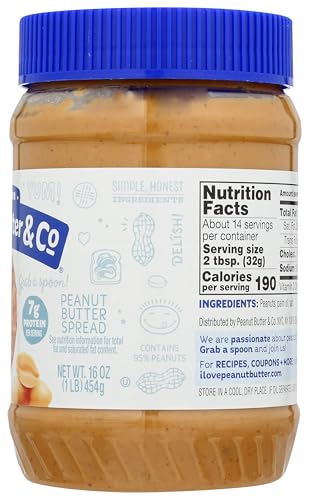 Peanut Butter & Co. Simply Crunchy No Sugar Added Peanut Butter, Non-GMO Project Verified, Gluten Free, Vegan, 16 Ounce