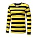 OThread & Co. Men's Long Sleeve Striped T-Shirt Basic Crew Neck Shirts (Small, Yellow&Black)