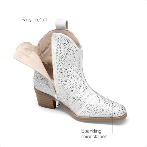 DREAM PAIRS Girls Cowgirl Cowboy Sparkle Boots,White,9 Toddler - image 4