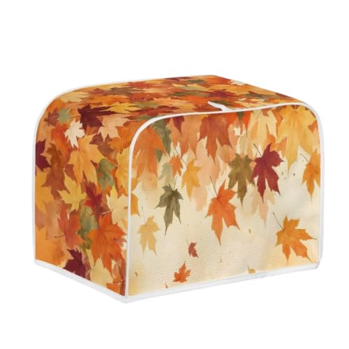 Image of Talayituse Fall Maple Leaf Print Toaster Cover 4 Slice Wide Slot, Lightweight Bread Maker Cover Dust Protection Washable Appliance Bag Autumn Decor, M