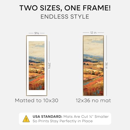 Image of Homeforia 12x36 Picture Frame Bronze, High End Metal 12by36 Brass Poster Frames with Mat 10x30 Photo, 12 x 36 Panoramic Frames Matted to 10 by 30 Art, 36by12 Frames, Tempered Glass, Wall Kit, Set of 1