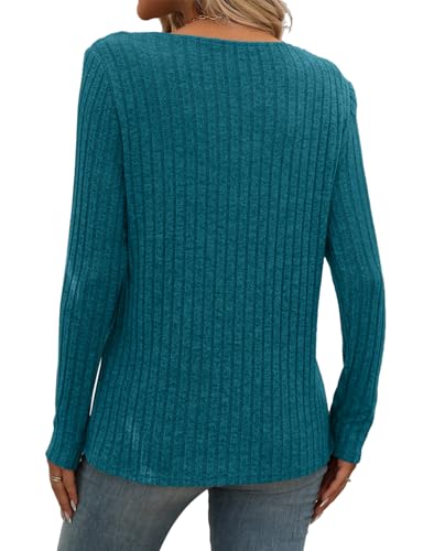 Misyula Style Long Sleeve Shirts for Women V Neck Fall Sweaters Dressy Casual Basic Tops 2024 Trendy Pullover S-2XL2